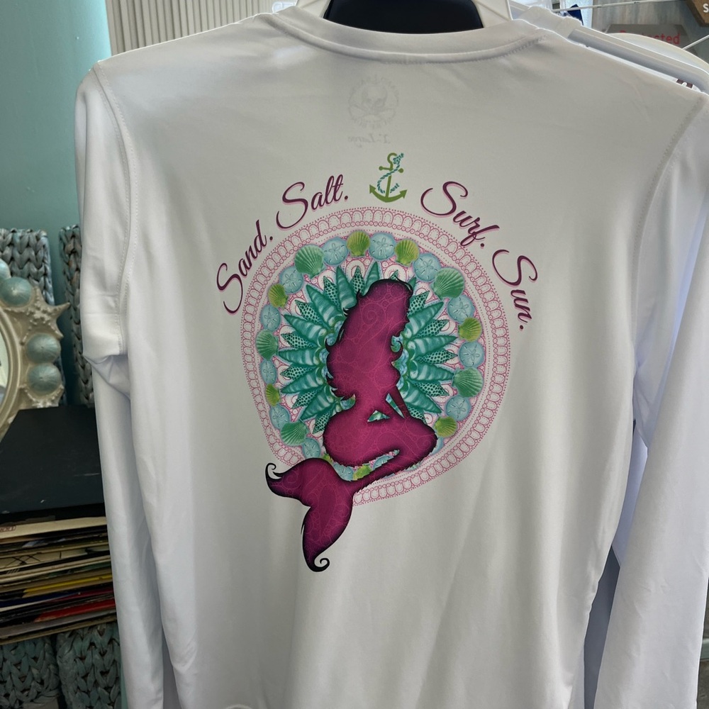 Sand and sun water shirt spf 50 mermaid and mandala.  XL youth
